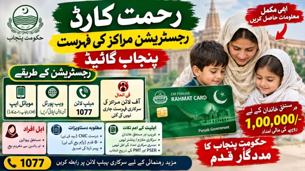 Rahmat Card Offline Registration Centers List Punjab